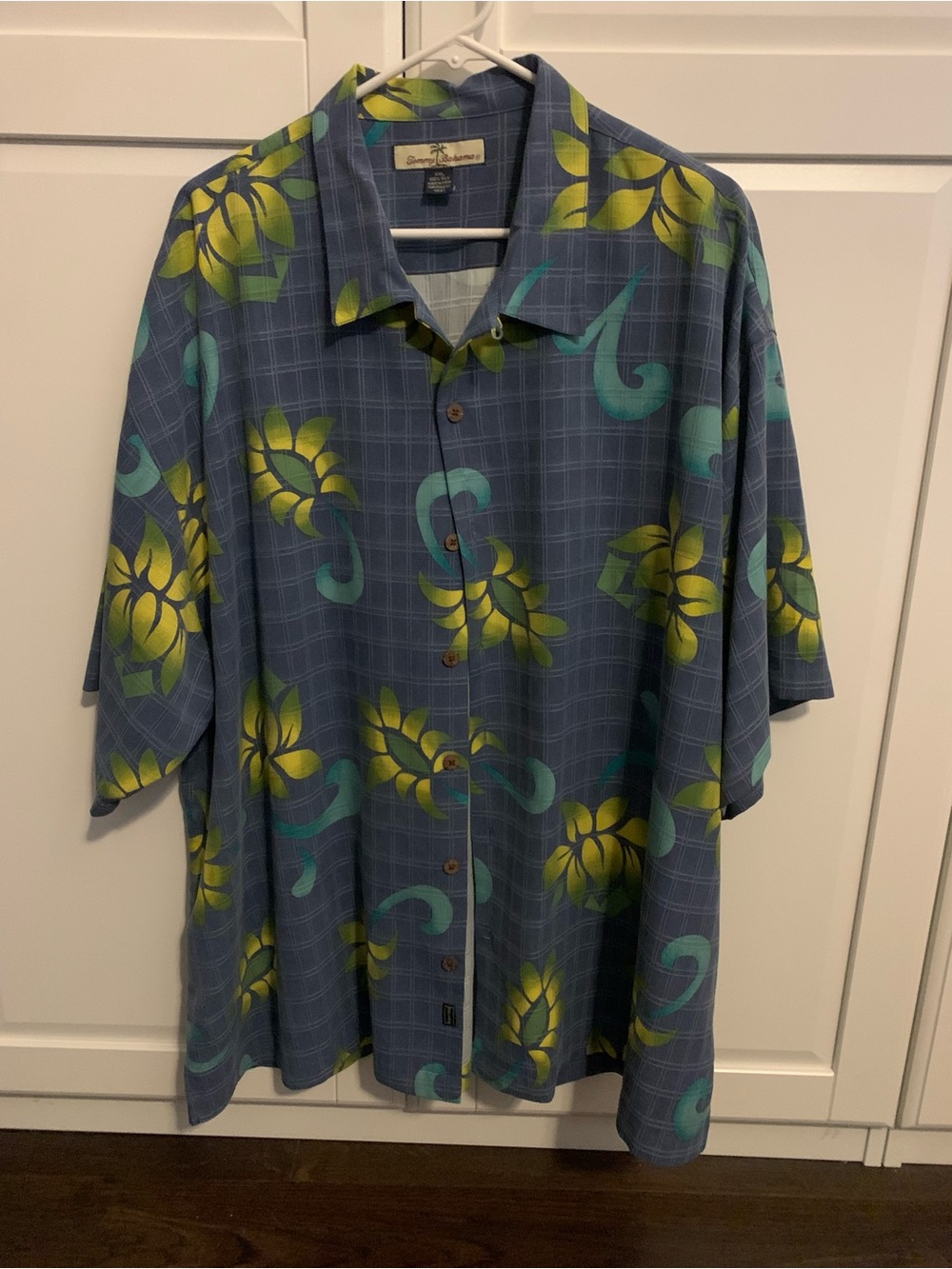 Tommy Bahama Navy Blue Floral-Print Camp Shirt